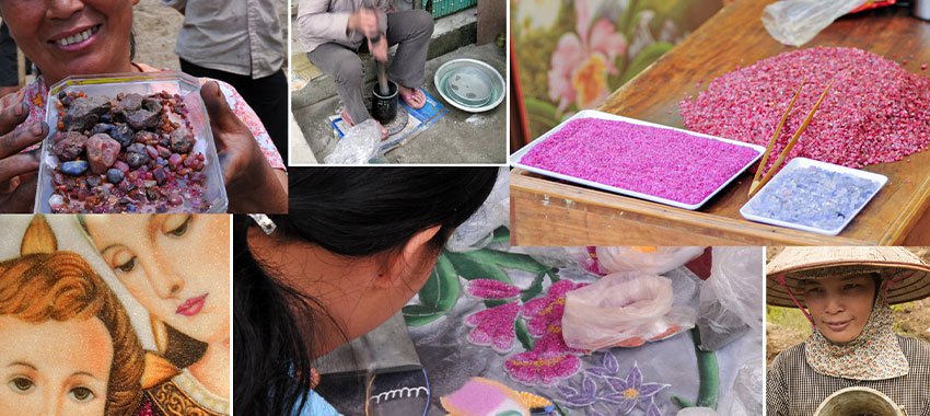 هنر نقاشی با گوهرسنگ ها در لوک ین ویتنام